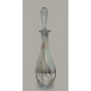Vintage Toscany Handblown  Iridescent Decanter Genie Bottle With Stopper 15"